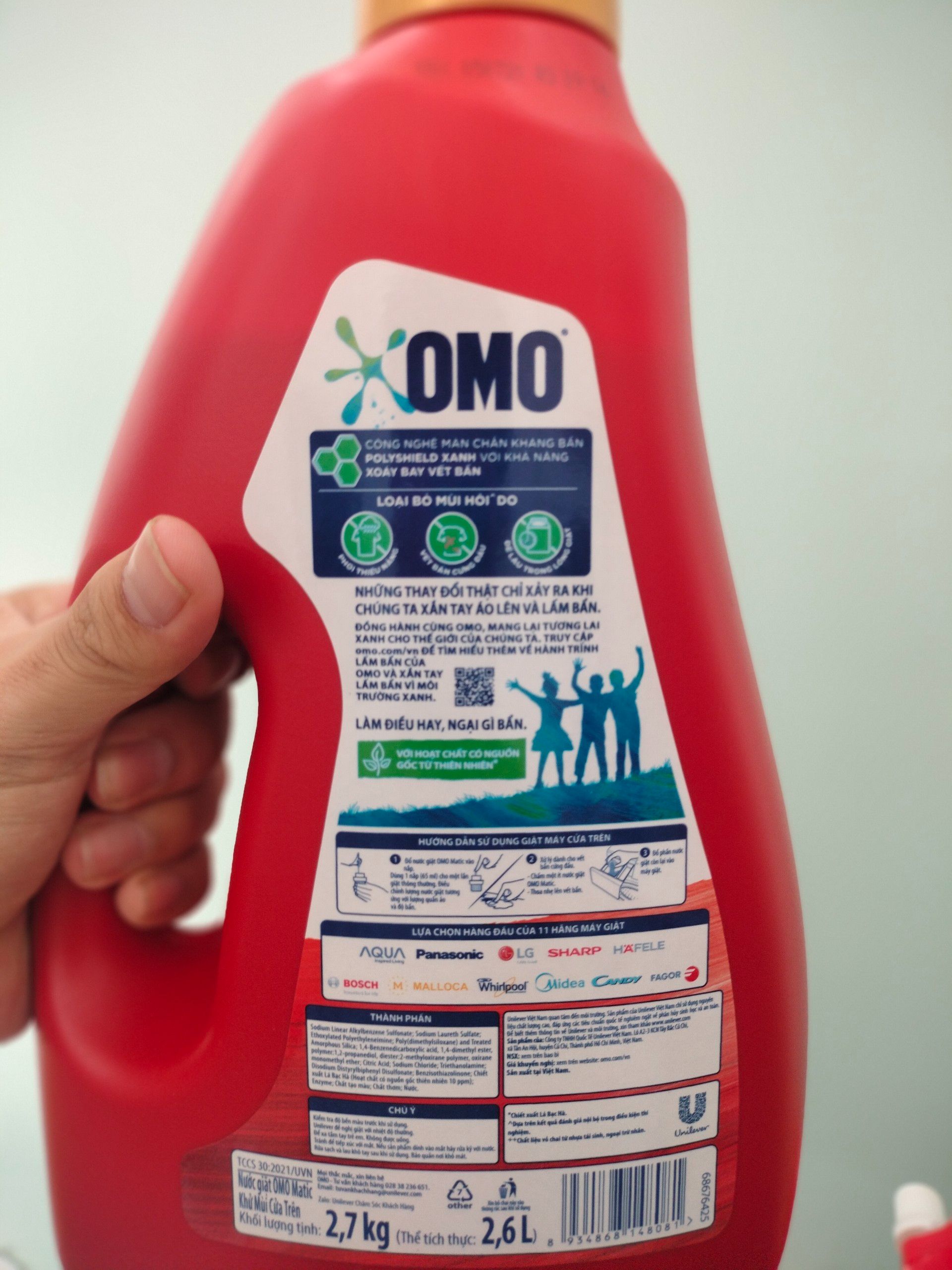 NƯỚC GIẶT OMO MATIC KHỬ MÙI ( 2,7 KG )