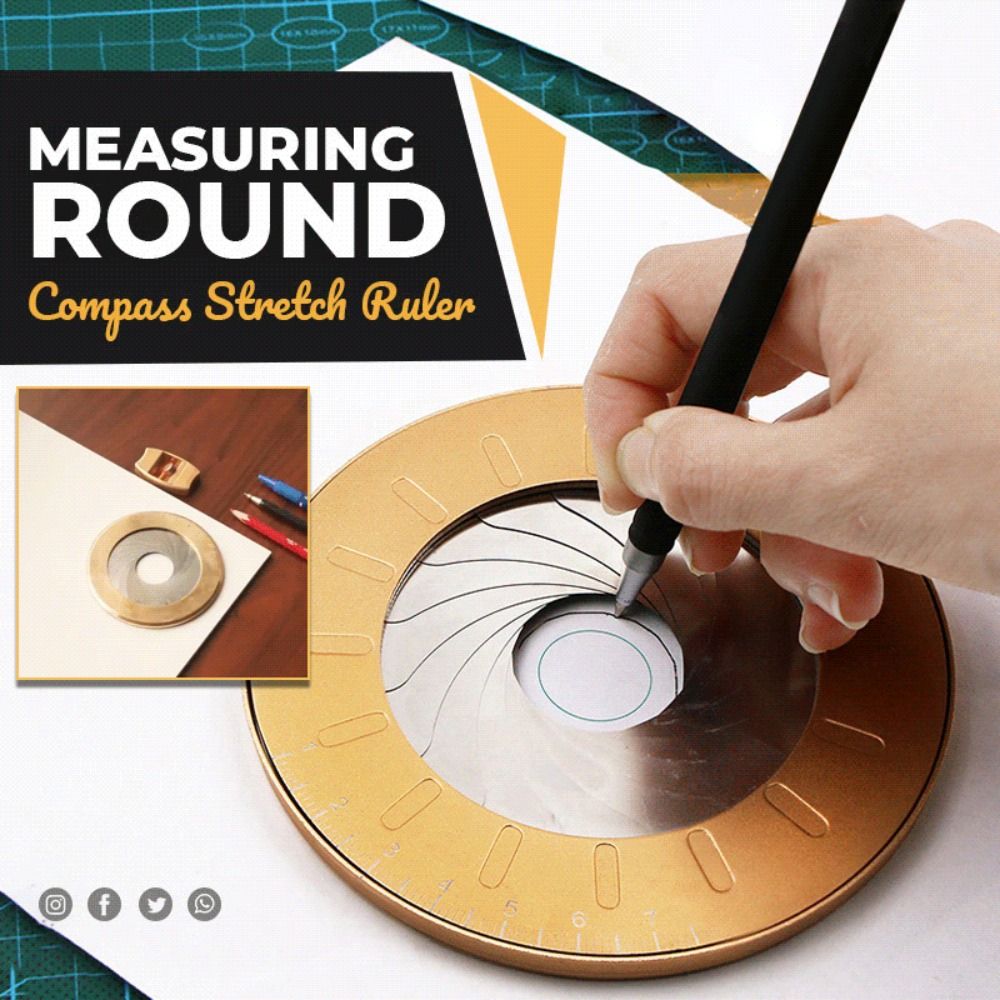 Stretch Measurement Box Creative Adjustable Circle Drawing Ruler Measurement Rotatable Round ...