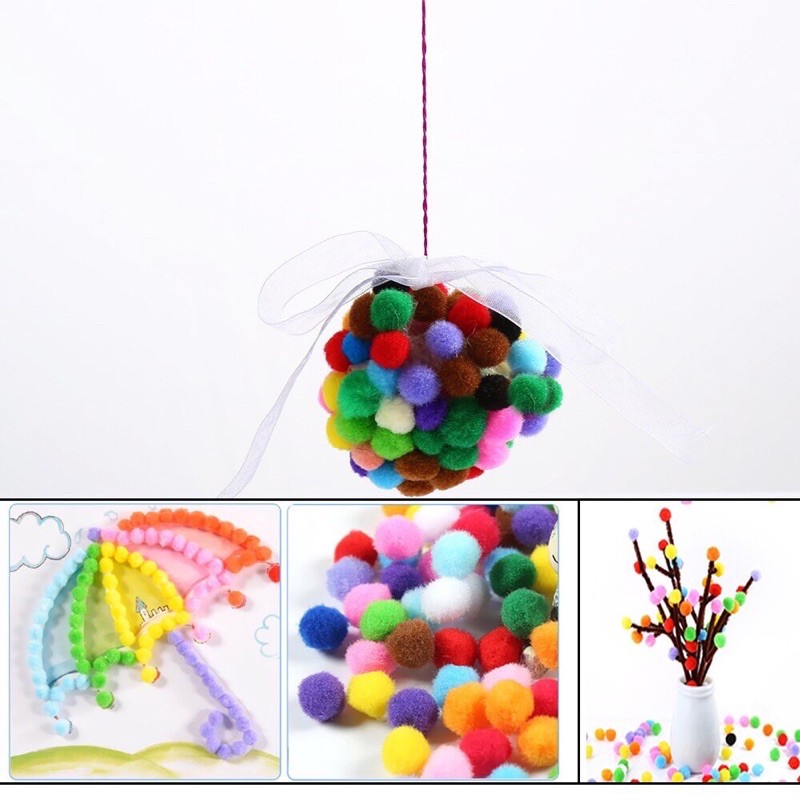 Quả Bông Pompom làm đồ hanmade 3 size từ 50 - 200 viên (1703PPT)