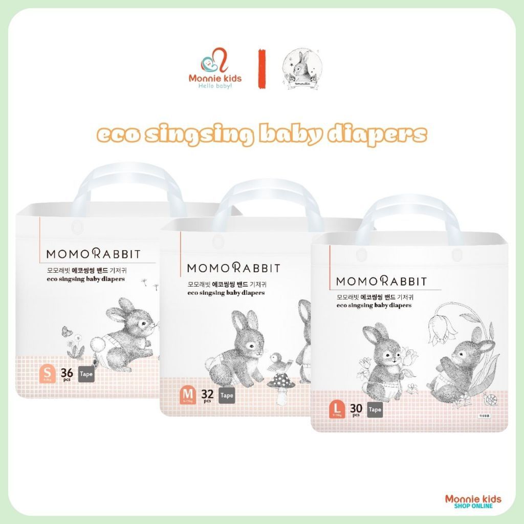 Tã dán Momo Rabbit, miếng bỉm siêu mềm mỏng đủ size cho bé - ĐK3835