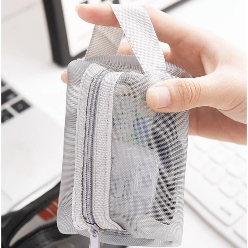 Mesh Storage Bag Portable Cosmetic Bag Key Organizer Bag Mesh Pouch
