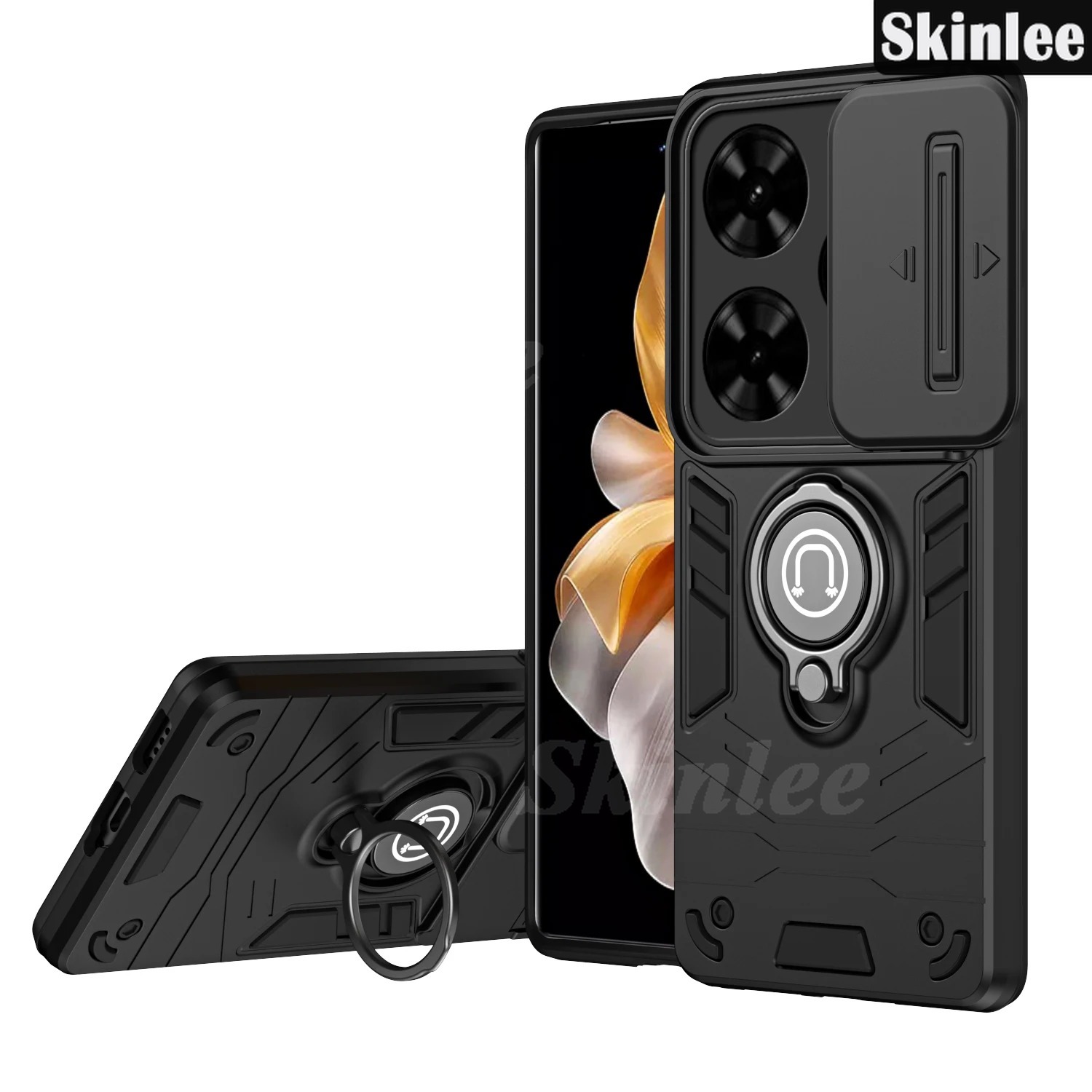 Phone case For infinix Smart 8 Pro Back cover Hard Armor Shockproof Camera Protection Bracket Navigation Holder Ring cover for infinix Smart 8 Plus Cover cases