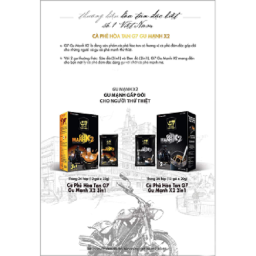Trung Nguyên Legend Cà Phê Hòa Tan G7 3in1 Gu Mạnh X2 - Cà Phê Sữa Đậm Vị Chuẩn Gu Việt (Hộp 12 Gói x 25gr)