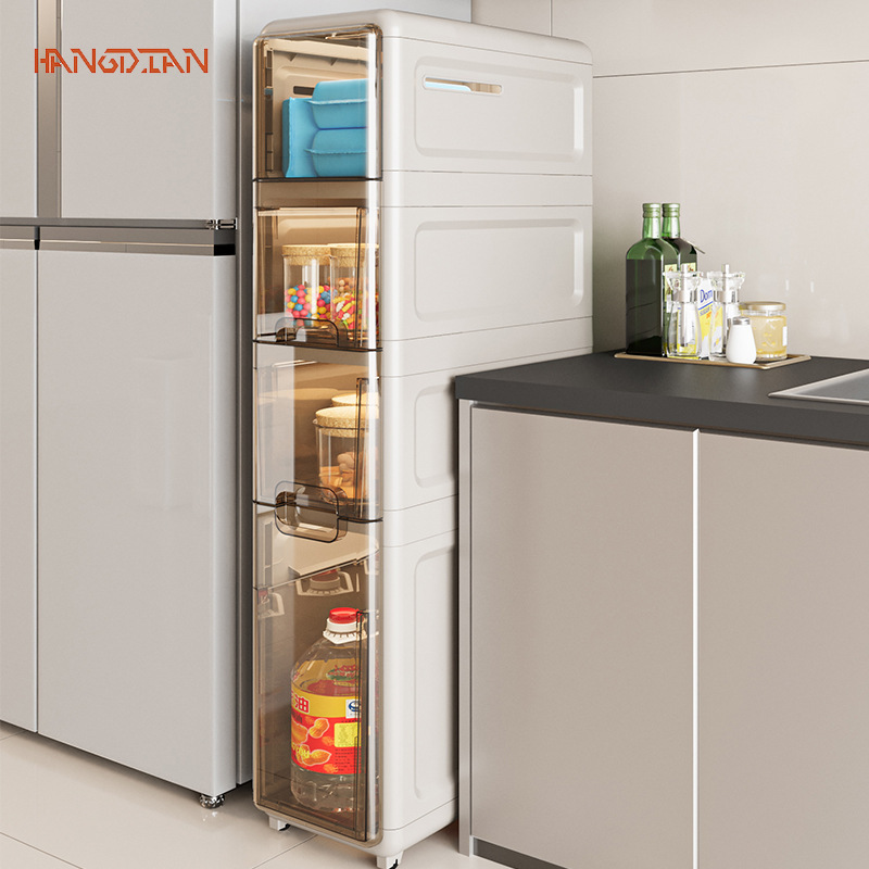 Kitchen, refrigerator, storage cabinet, bathroom gap, drawer-type waterproof storage cabinet, simple four-layer sideboard