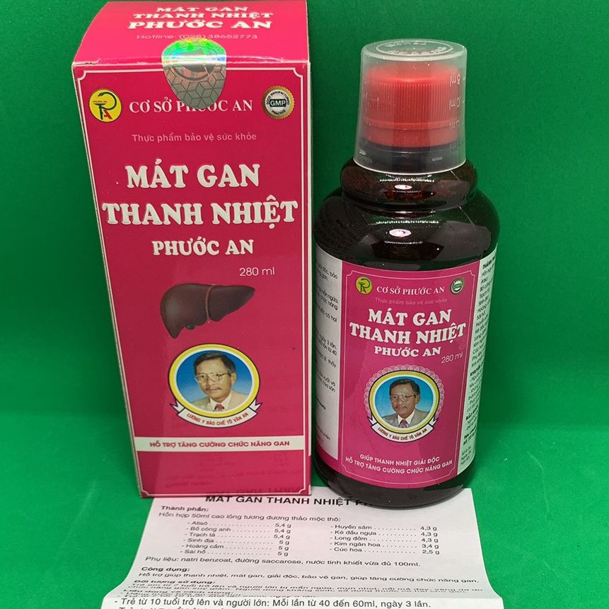 MÁT GAN THANH NHIỆT PHƯỚC AN 280ML (Hỗ trợ thanh nhiệt, mát gan, giải độc, bảo vệ gan,...)