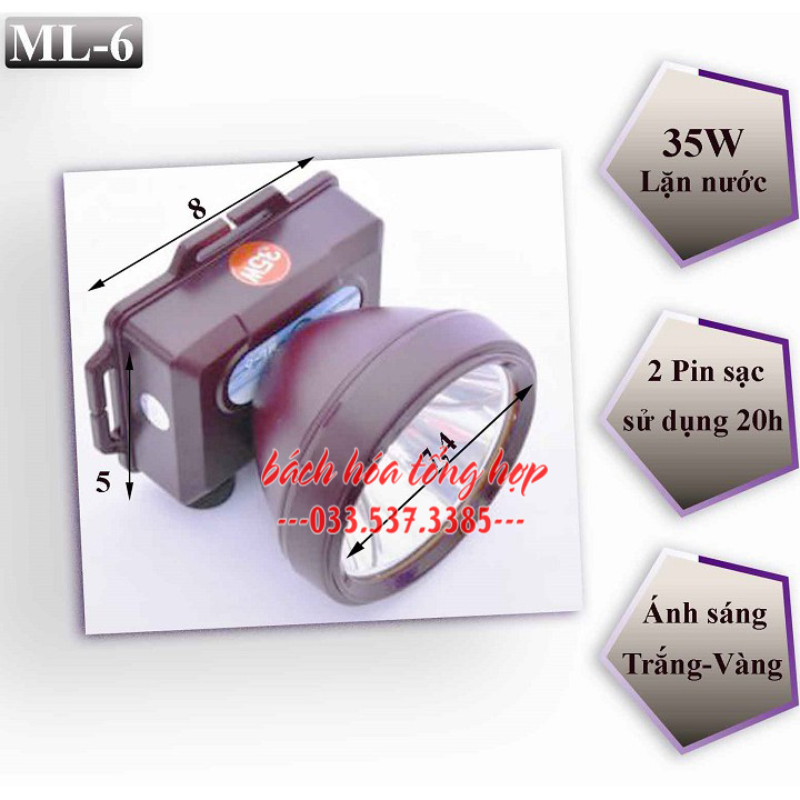 Đèn bin siêu sáng ML6 – DONY, đèn bin đội đầu chống nước