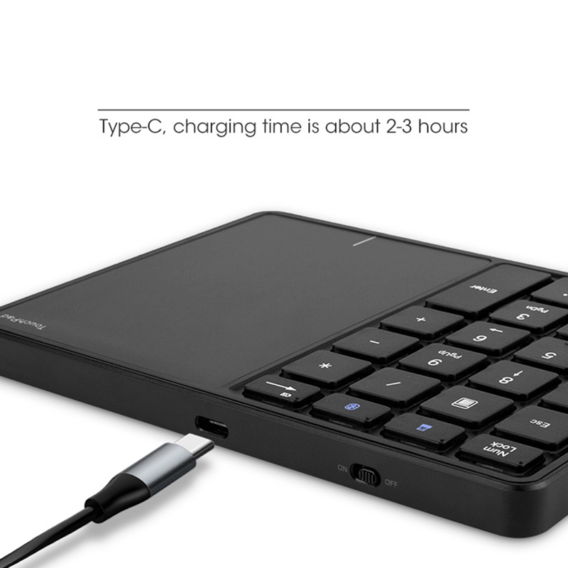 Mini 2.4G Bluetooth Keyboard Numeric Keypad 22 Keys Digital Keyboard with Touchpad for Windows IOS Android