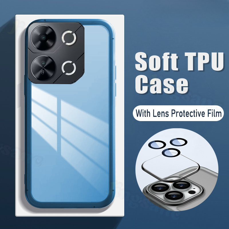 For itel P65 Case Camera Protection Semi Transparent Soft Silicone Shockproof with Lens Protector Films for itel P65 Back Cover. 