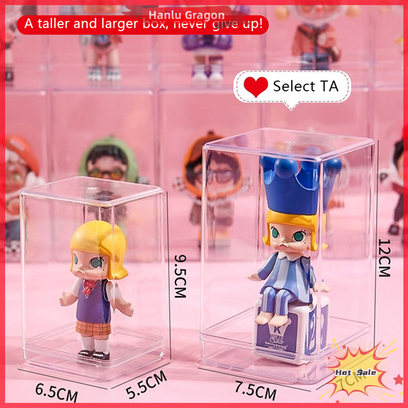 Hanlu 1Pc Figure Doll Display Box Small Model Storage Box Dust-Proof Box Protection Case Transparent Showcase Organizer Display Rack