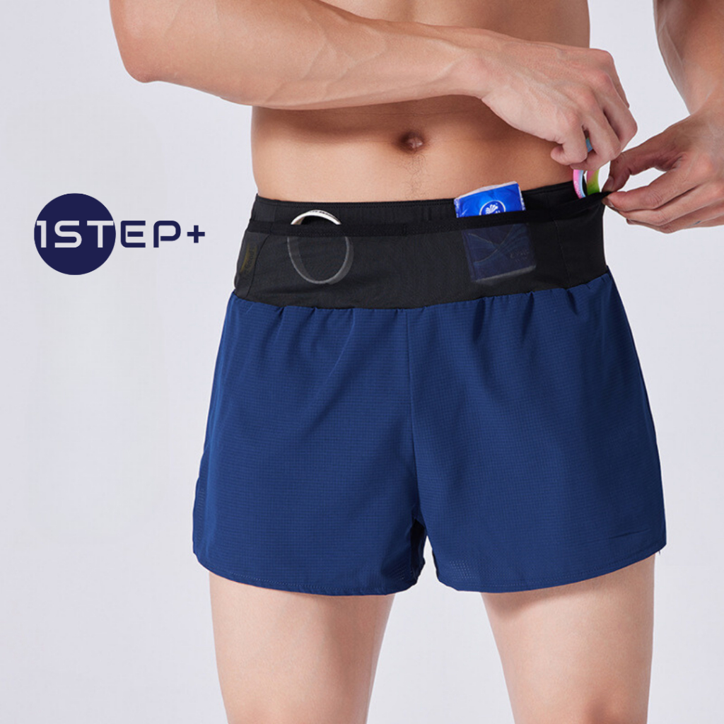 Quần short chạy bộ liền đai 2 lớp OnStep Running