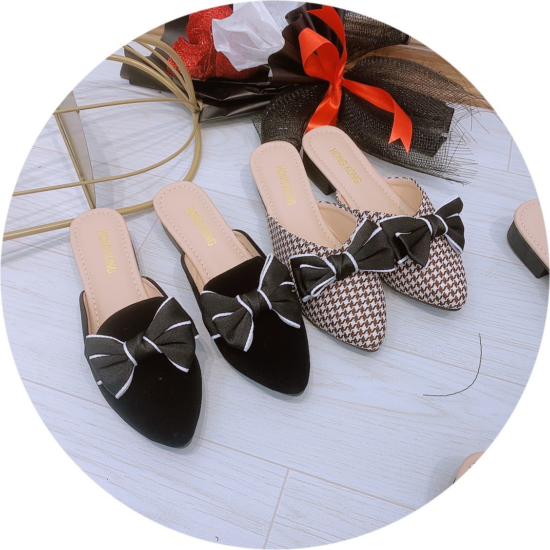 (MIỄN SHIP)Giầy sục hở gót nữ khóa nơ hot trend