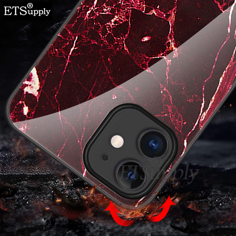 Phone case OPPO A5X Fashion Marble Tempered Glass Protector Soft Frame Silicon Back Cover OPPO A5X Case.