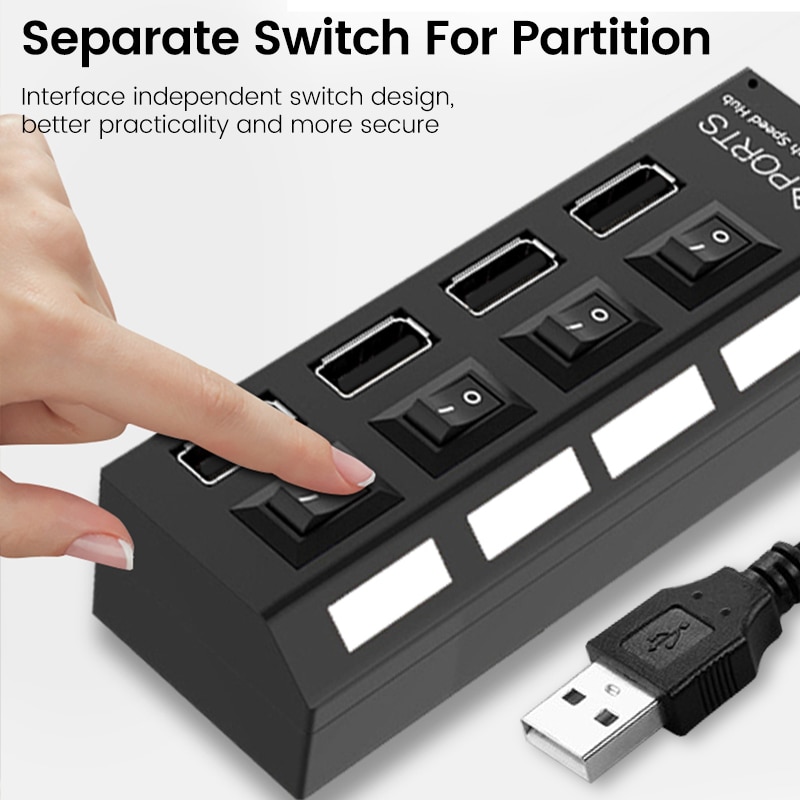 OLAF USB HUB 2.0 4/7 Port Multiple Expander USB 2.0 Hub With Switch Multi USB Splitter Hub Use Power Adapter Computer Accessorie