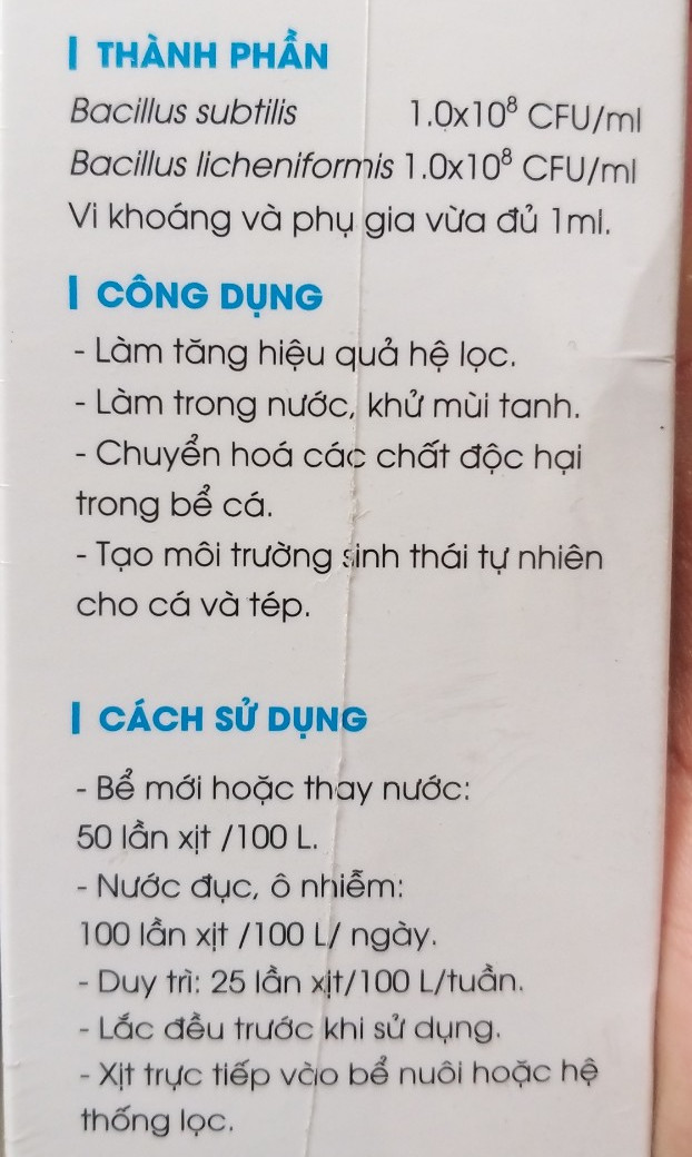 [HCM]Vi sinh tiêu hóa KOIKA BAC + cho cá cảnh chai 105ml