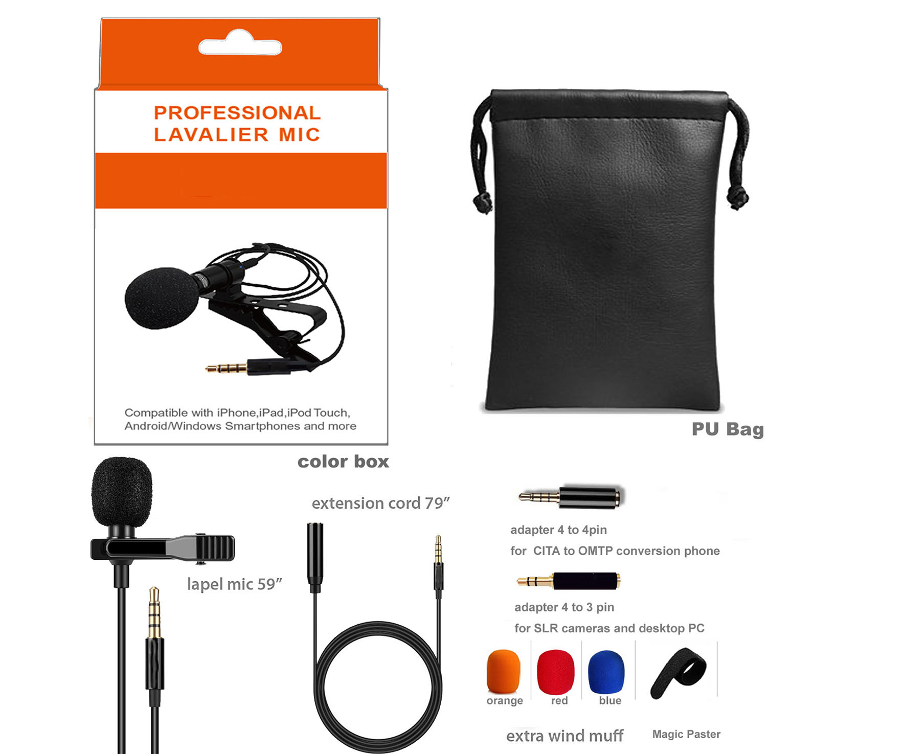 Video iPad iPod & DSLR Camera Android Smartphones Samsung Galaxy Recording Youtube Lavalier Lapel Microphone Clip on Omnidirectional Condenser Mic Professional for iPhone Interview Studio 