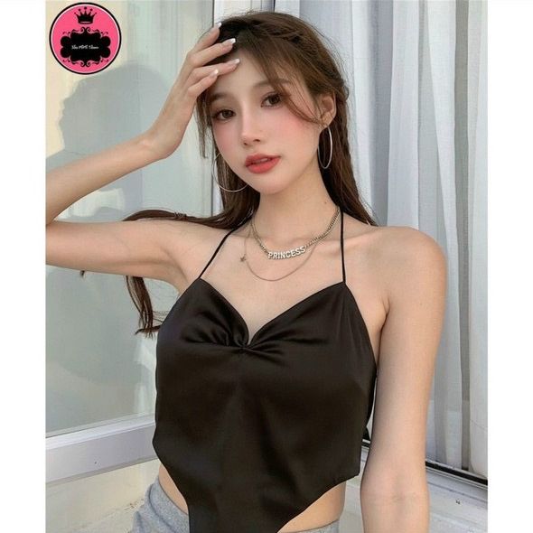 Áo yếm cột cổ hở lưng cột nơ sau nhọn tà có mút cực hot , chất voan lụa dày dặn ly