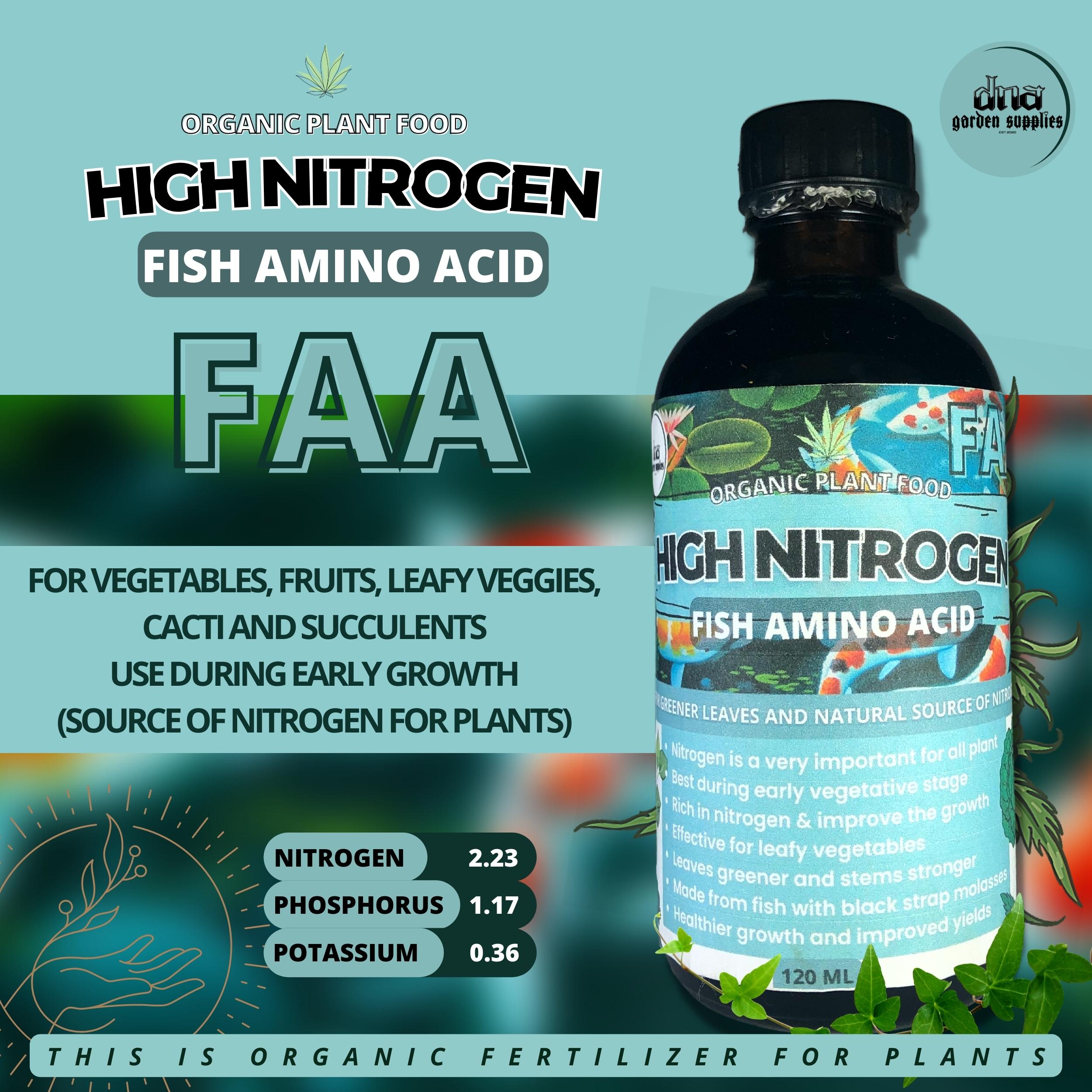 DNA HIGH NITROGEN / FISH AMINO ACID / FAA ORGANIC FERTILIZER FOR PLANTS
