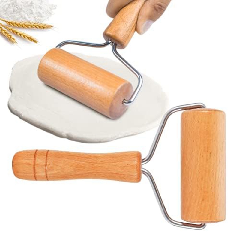 Small Rolling Pin, Wooden Dough Roller, Non-Stick Pizza Roller, Dough- Roller Set for Home Kitchen Baking Cooking Durable Easy to Use