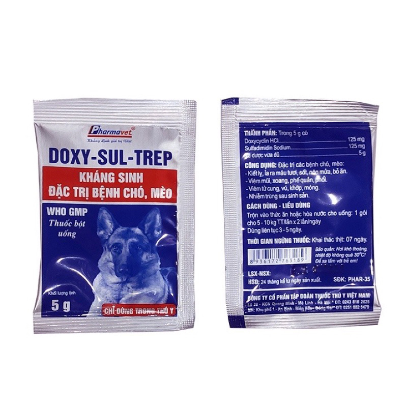 Kháng sinh cho chó mèo Doxy Sul Trep 5g cho thú cưng