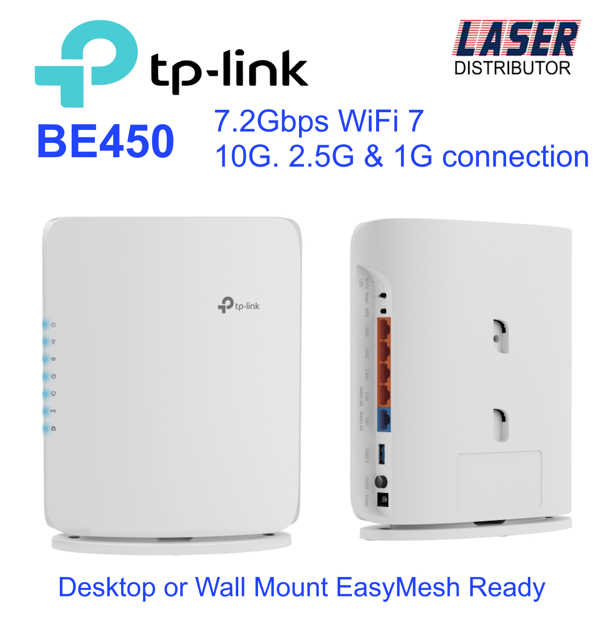TP-Link Archer BE450 BE7200 10Gbps Dual-Band Wi-Fi 7 Router