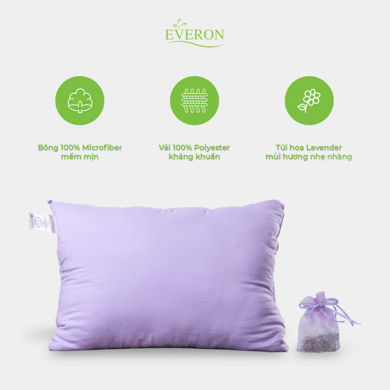 [EVERON Chính Hãng] Ruột gối Cao Cấp hương Lavender (Gối êm + có tem điện tử chính hãng)