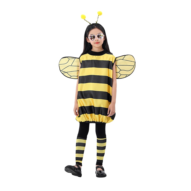 Pickmine 2023 new Bee Costume Kit Halloween Bee Cosplay Costume Women Kids Girls Bee Costume Accessories for Halloween Cosplay Party