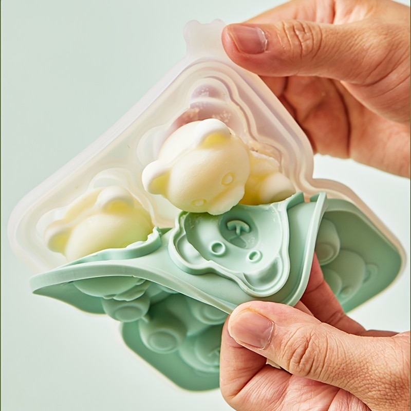 MINGCHENG Cute Teddy Bear Ice Cube Making Mold Splash-Proof And Easy To Fall Off, For Refrigerator With Container, Cute Bear Ice Cube Tray