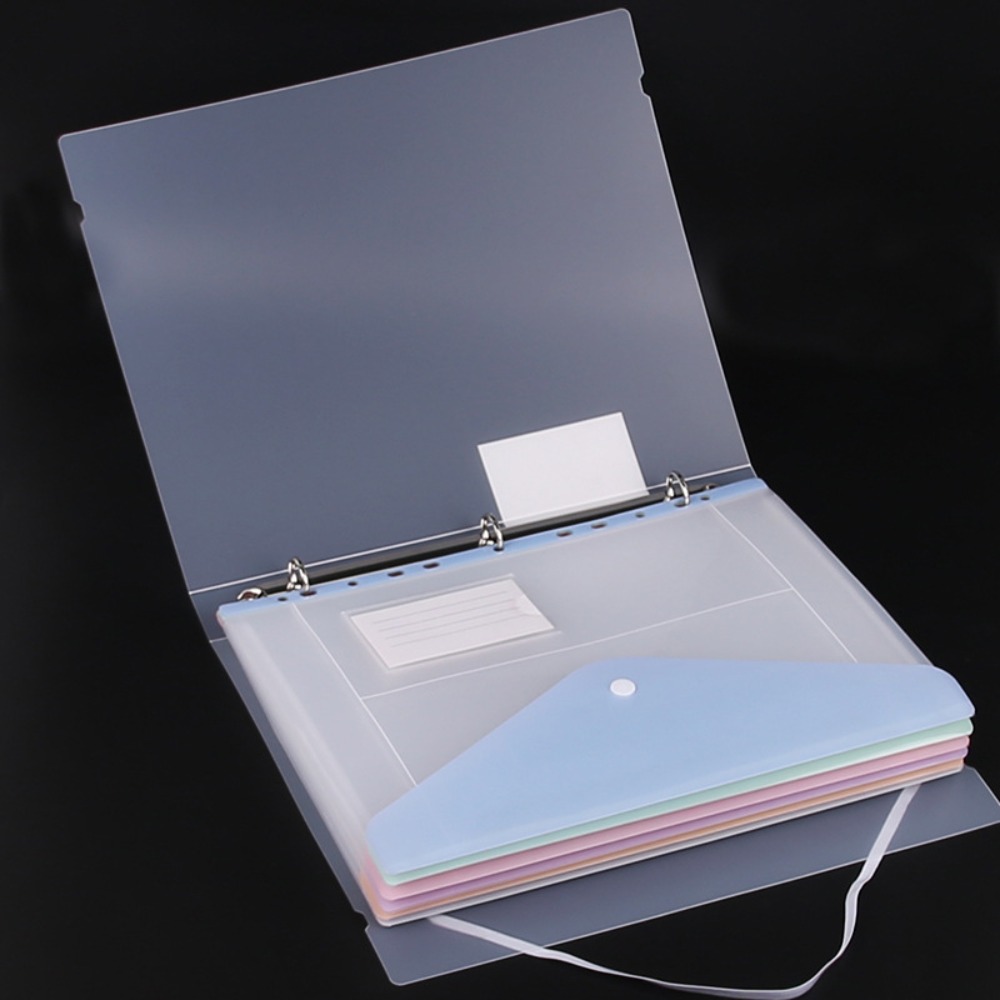 Student Children Transparent Loose-leaf File Bag File Organizer Button ...