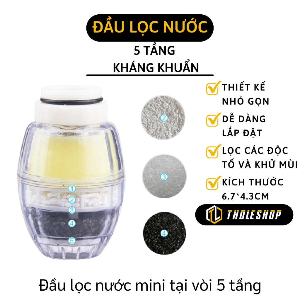 Đầu lọc nước tại vòi - Đầu vòi lọc nước tực tiếp 5 tầng thế hệ mới lọc cặn bẩn, vi khuẩn khử mùi - Đầu vòi nước