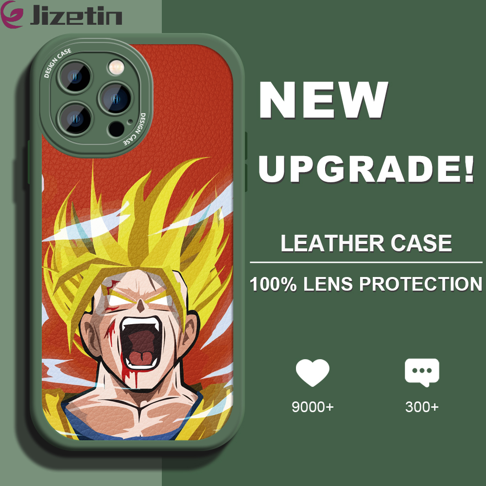 Jizetin Leather Case For iPhone 14 Plus iPhone 14 iPhone 14 Pro iPhone 14 Pro Max Slim Dragon Ball Son Goku Leather Back Casing PU Leather Cover Phone Case