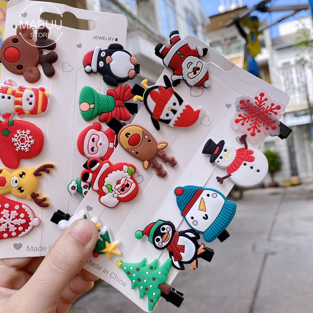 Set 10 Kẹp Tóc Giáng Sinh Đáng Yêu Cho Bé