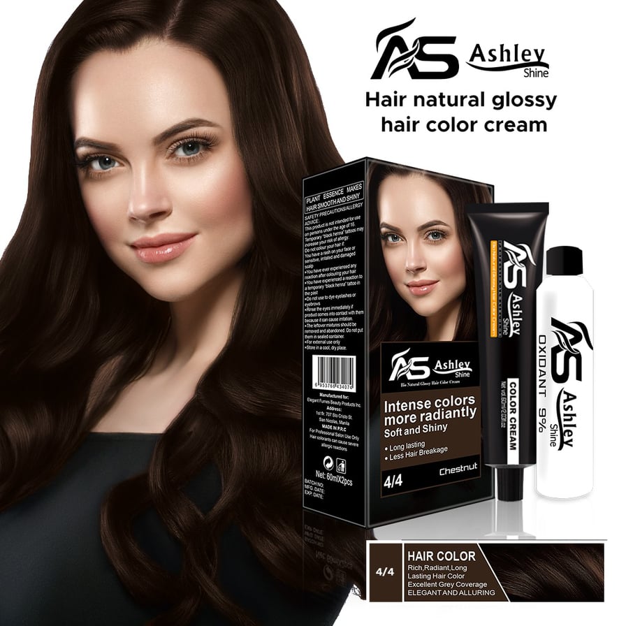 Ashley Shine Bio Natural Glossy Hair Color Cream Hair Dye Set 60mL Ash