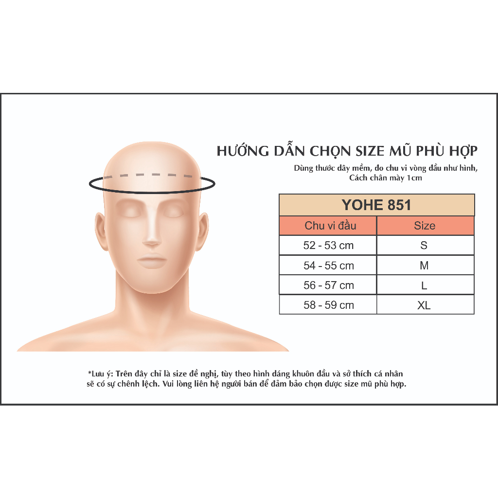 Mũ Bảo Hiểm 3/4 YOHE 851 New