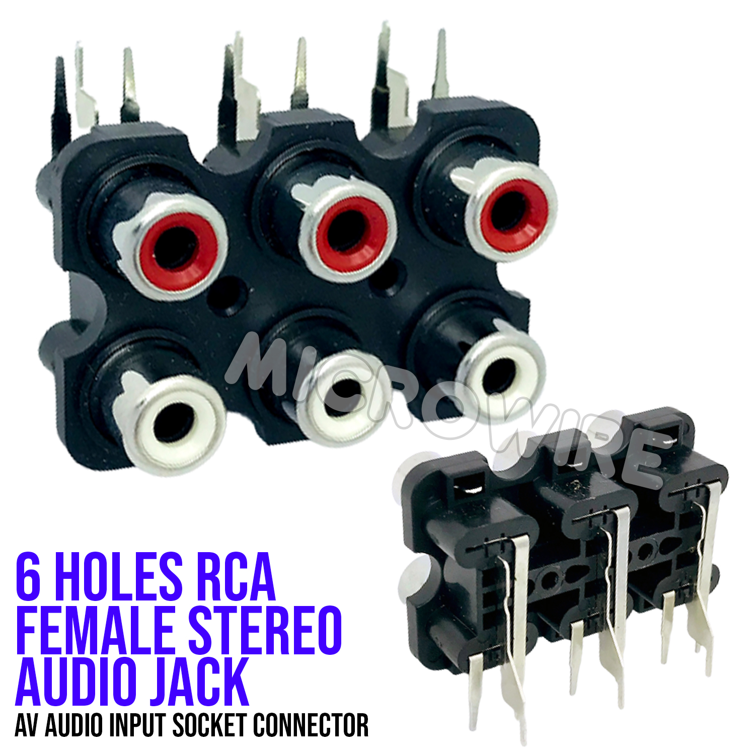 6 holes RCA Female Stereo audio Jack AV Audio input socket connector ...