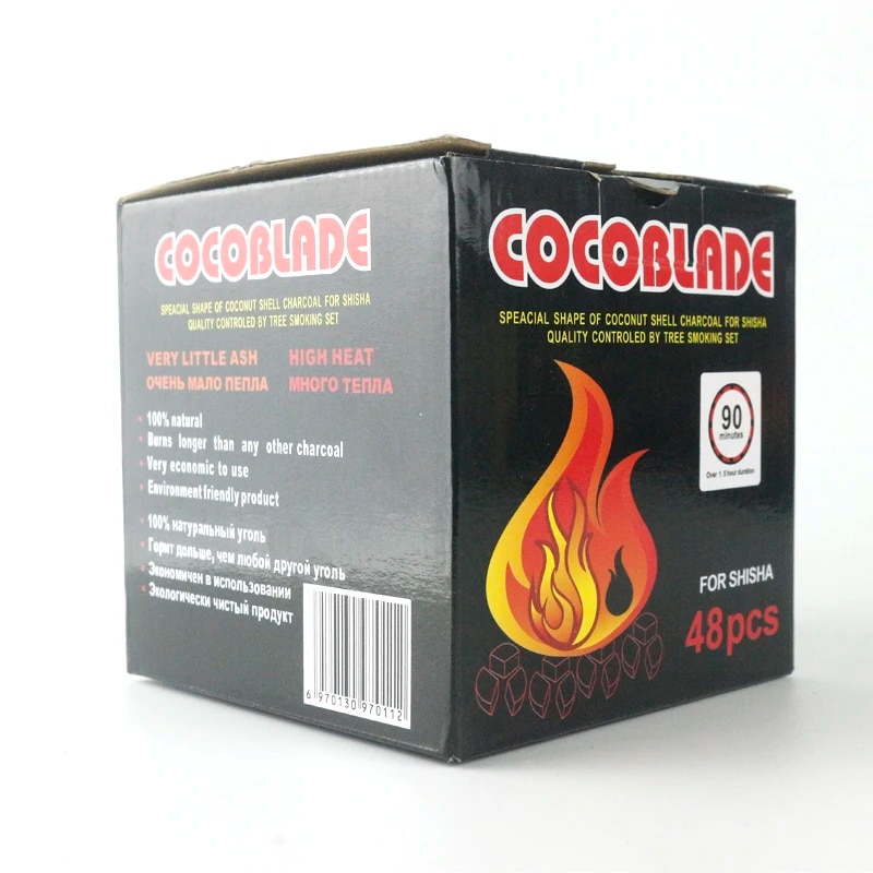 48 Pcs/box Coconut Charcoal For Heat Metal Bowlfully Burning Fan-Shaped 100% Natural Accessories