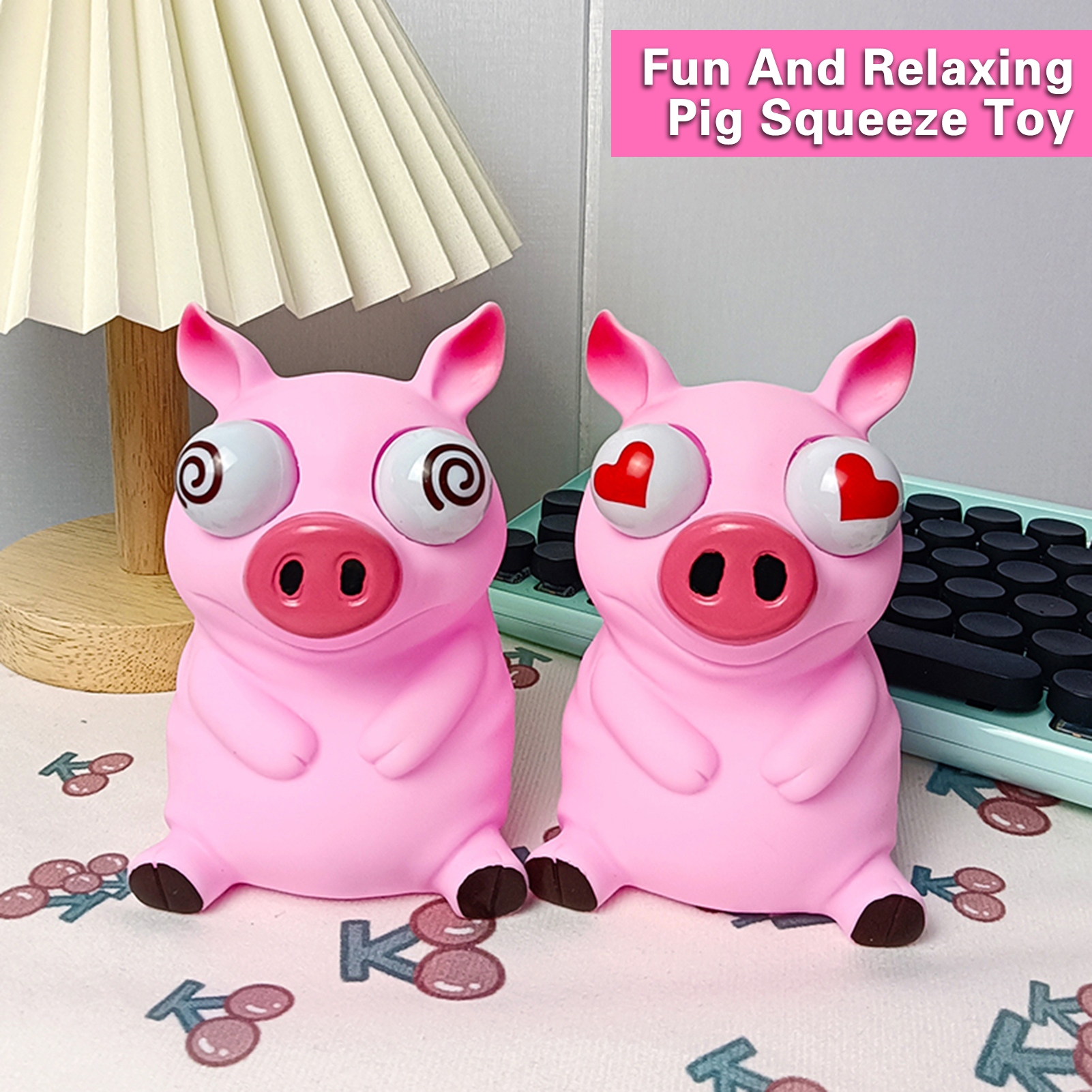 microgood Pink Pig Toy Fun Decompression Plastic Attract Attention Comfortable Hands Feeling Pink Pig for Kids