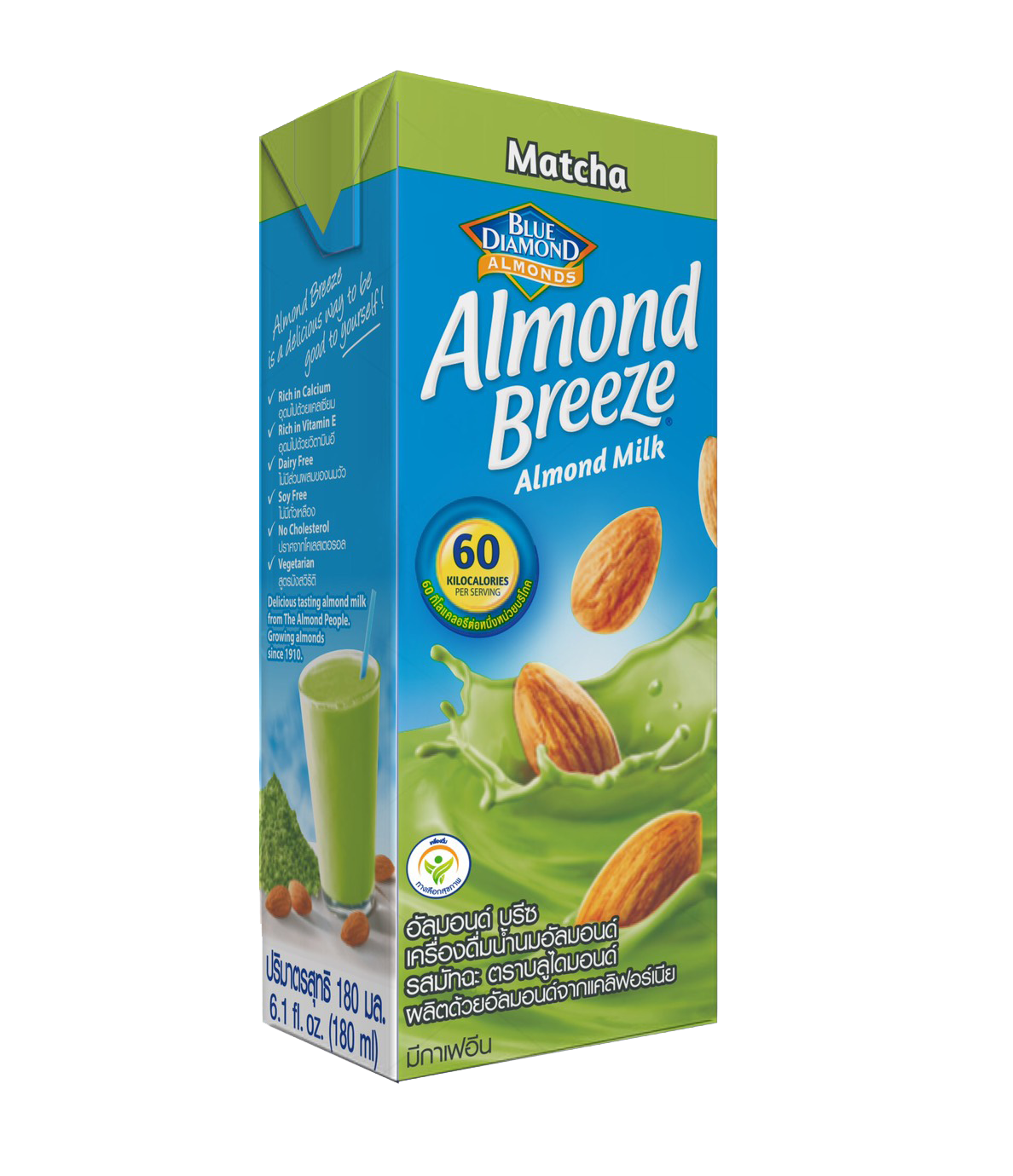 [ Thùng 8 Lốc 3 x 180ml ] Sữa Hạt Hạnh Nhân ALMOND BREEZE vị Matcha 24 Hộp