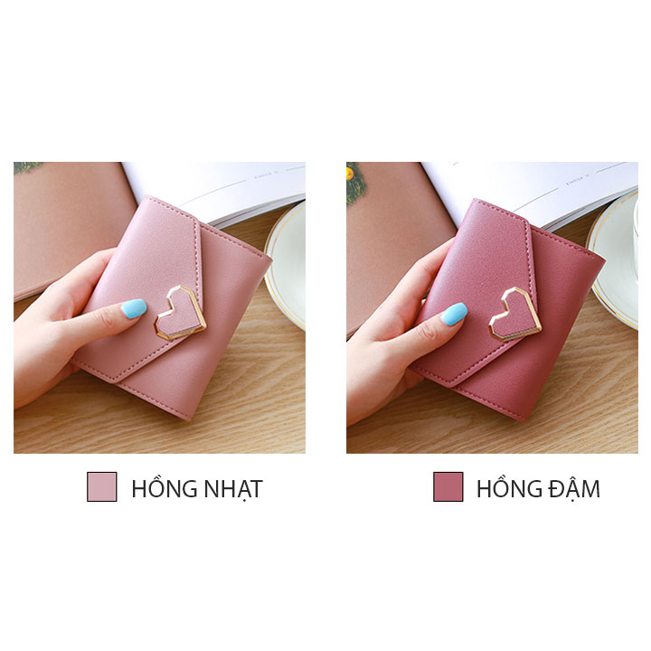 Ví nữ mini cầm tay khóa trái tim dễ thương
