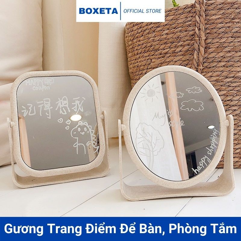 Gương trang điểm để bàn vuông tròn