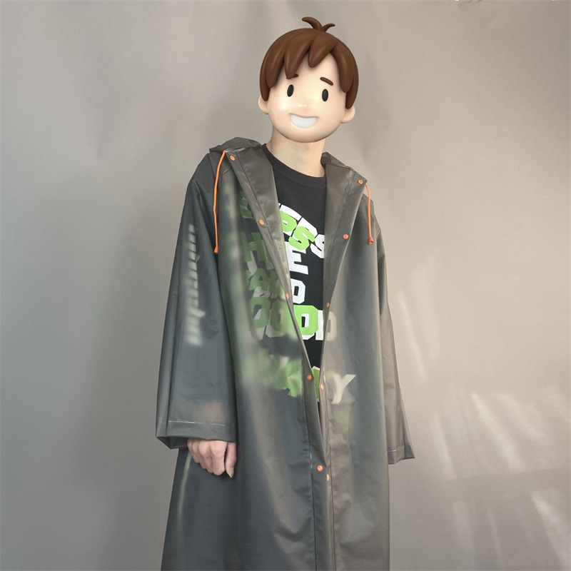 EERSHENSHI Trendy gray eva raincoat long full body single men and women transparent extended one-piece adult poncho
