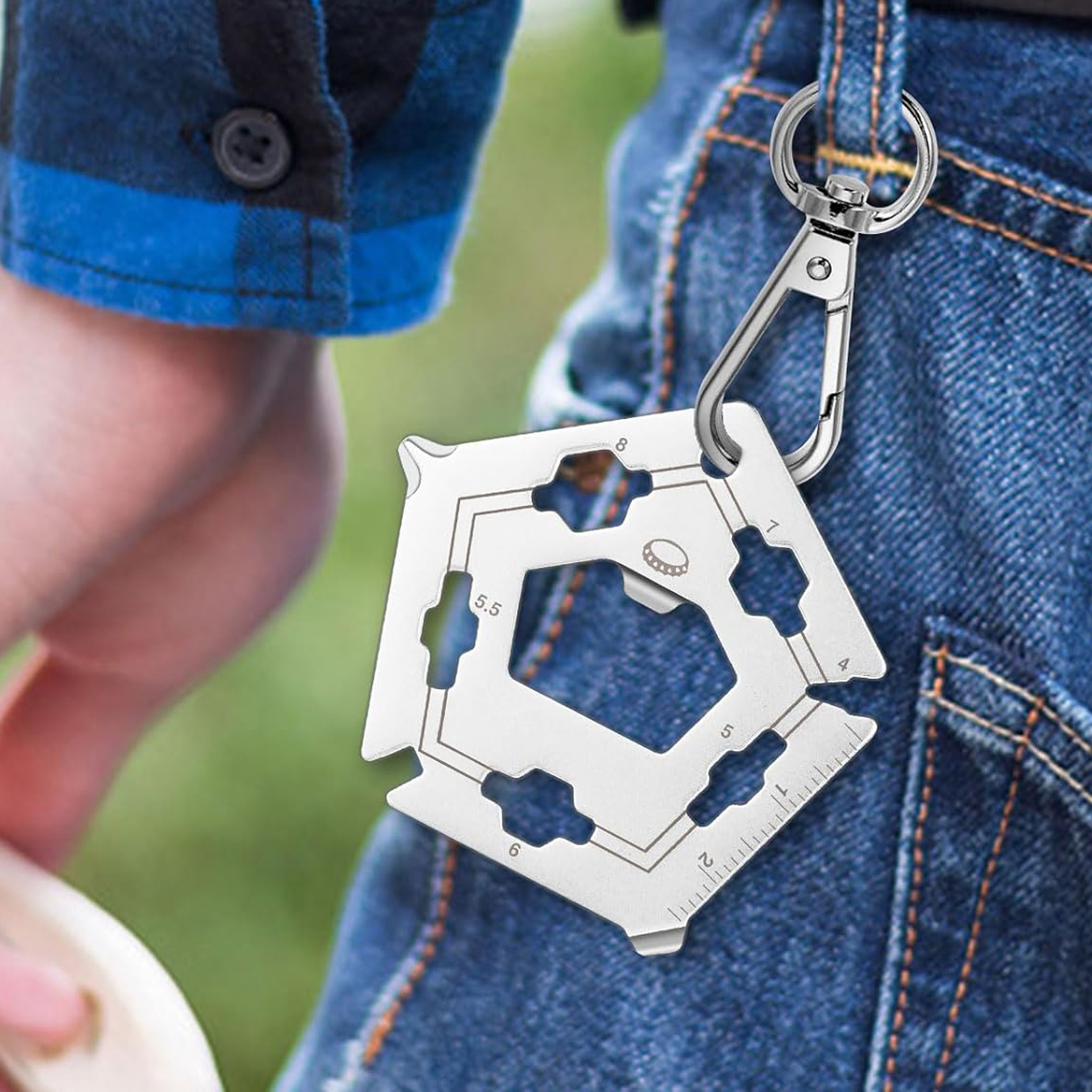 Ghxdryuru Handheld Tools Keychain Multi-tool 12-in-1 Stainless Steel Pocket Multi-tool Portable Handheld Tool with Ruler Bottle Opener Hex Wrench Perfect Father's Day Gift Keychain Gadgets for Outdoor Use