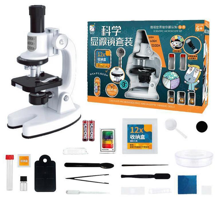 Kids LED Microscope Toy 1200x Magnification Discovery Microscope with