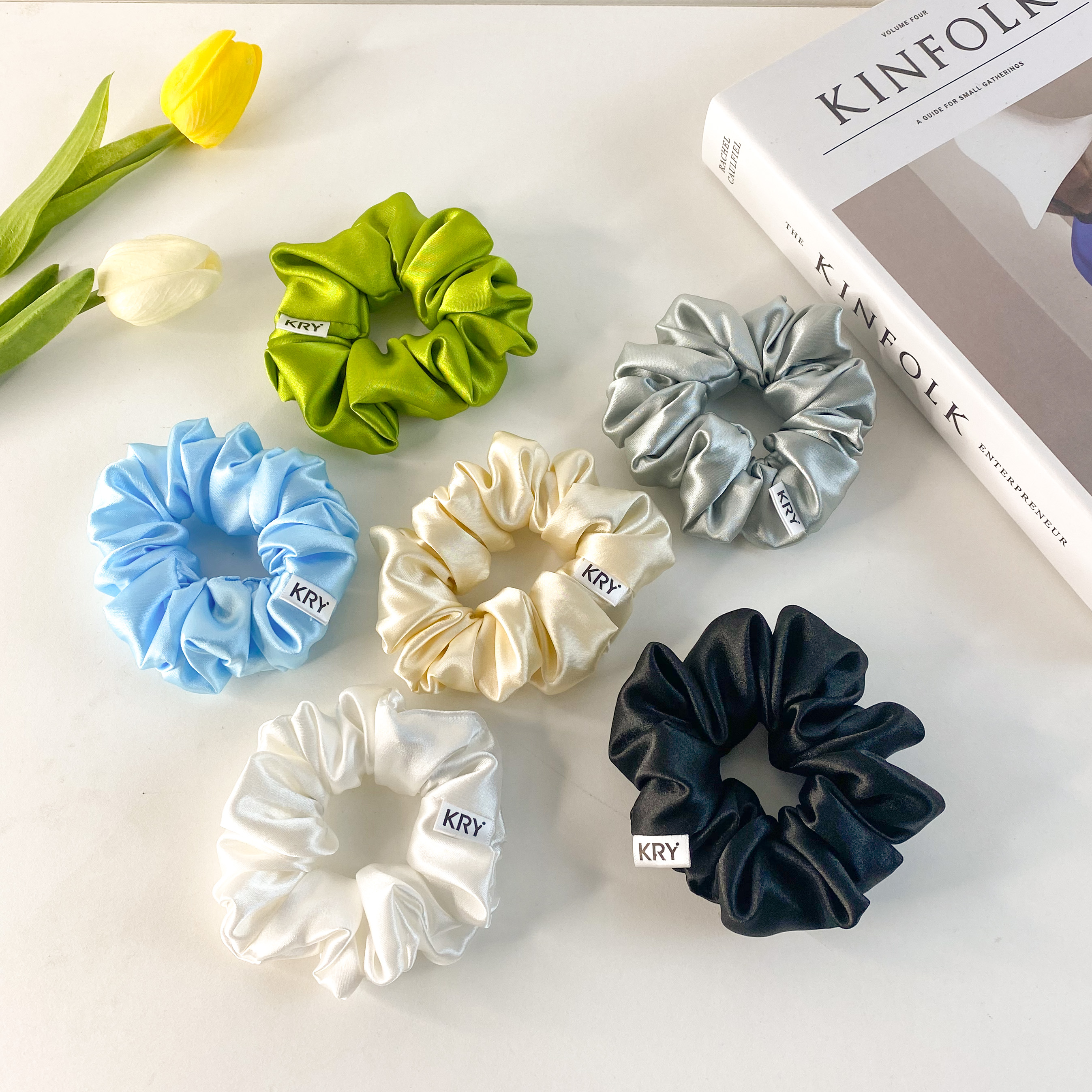 Dây buộc tóc srunchies lụa satin phi bóng giá sỉ made by Kry DT03