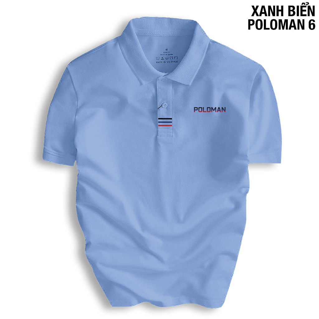 Áo thun POLOMAN 6 nam cổ bẻ BASIC CVC vải cá sấu co dãn thanh lịch.