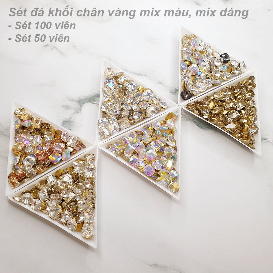 Đá nail MIAN _ Sét đá khối chân vàng siêu sáng