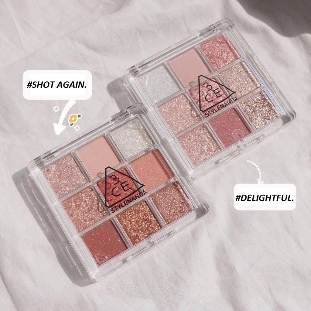 Bảng Phấn Mắt 9 Ô 3CE Multi Eye Color Palette Clear Layer #DELIGHTFUL #SHOT AGAIN [ Vỏ Trắng ]