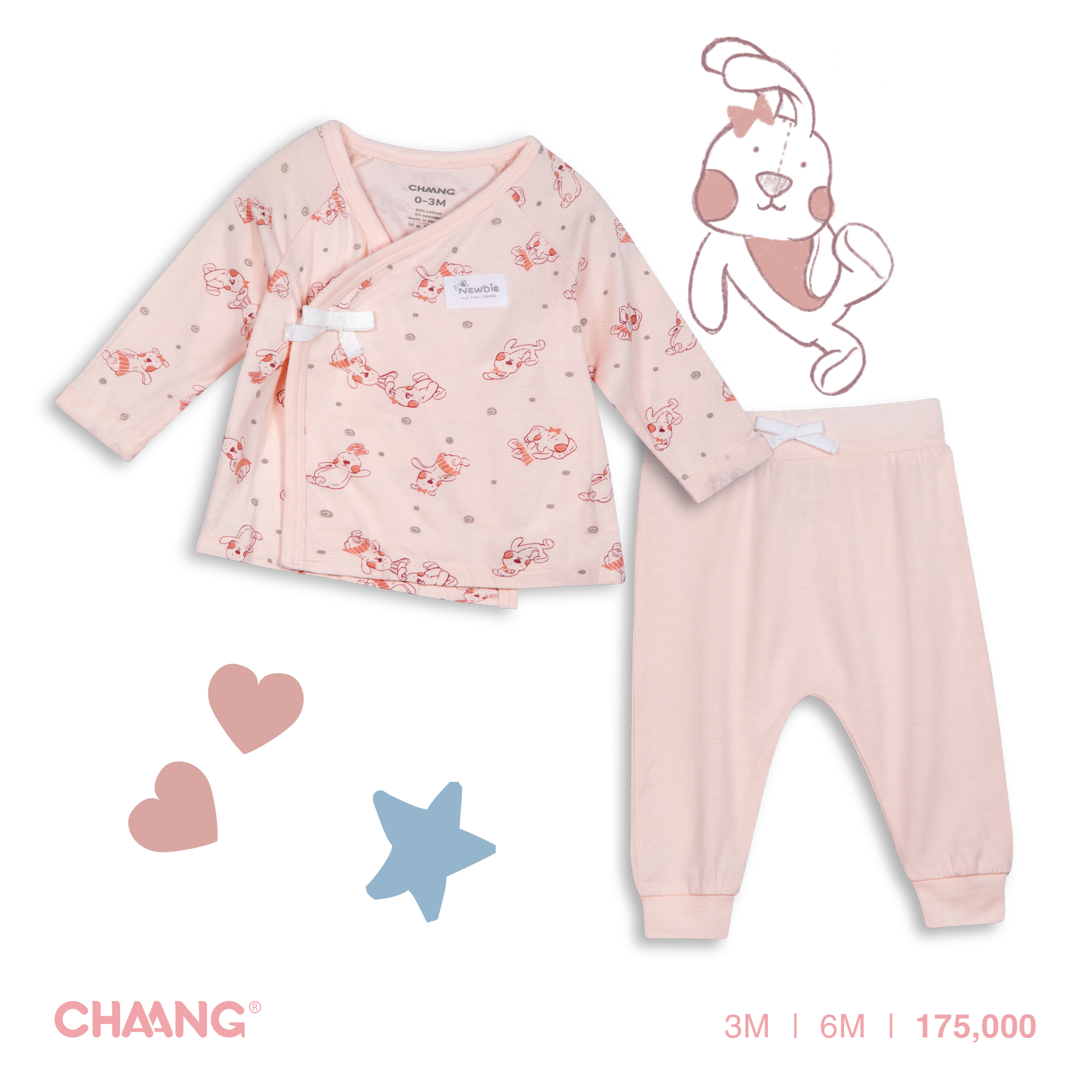 [CHAANG] Bộ Dài Cúc Chéo Active Thỏ Bông Chaang