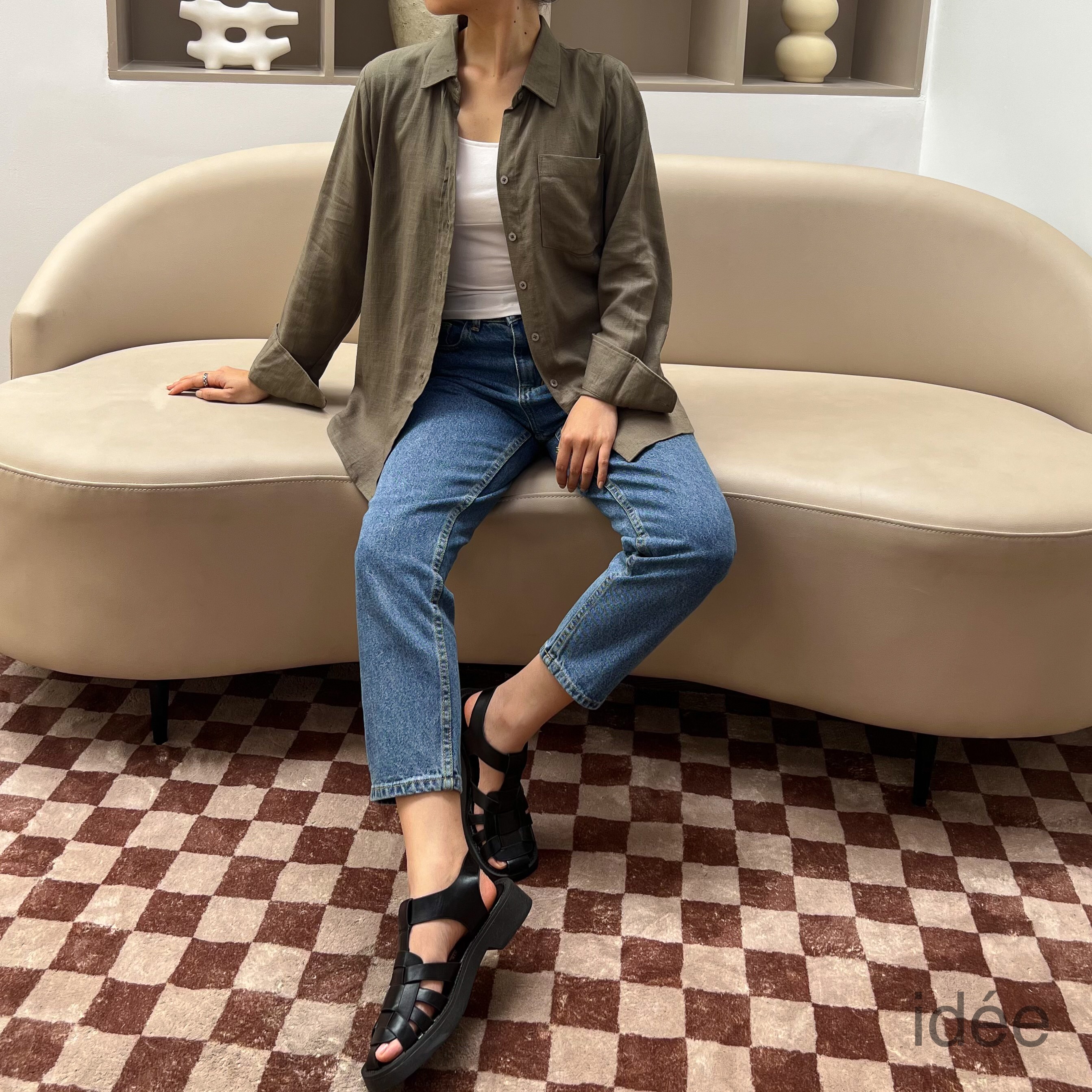 Áo sơ mi idée tay dài vải linen