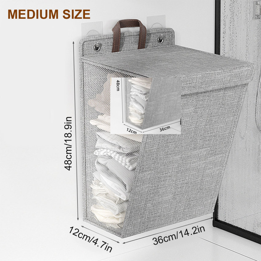 Large Capacity Hanging Laundry Basket Hamper Space-saving Folding Waterproof Clothes Dolls Storage Bag for Bathroom Bedroom