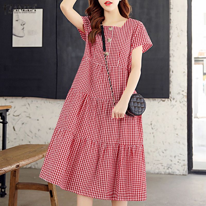 casual korean style dresses Women's Dress Korean Style Puff Sleeve Party Dress Summer High Waist Casual Dress Blue at Amazon Women's Clothing store